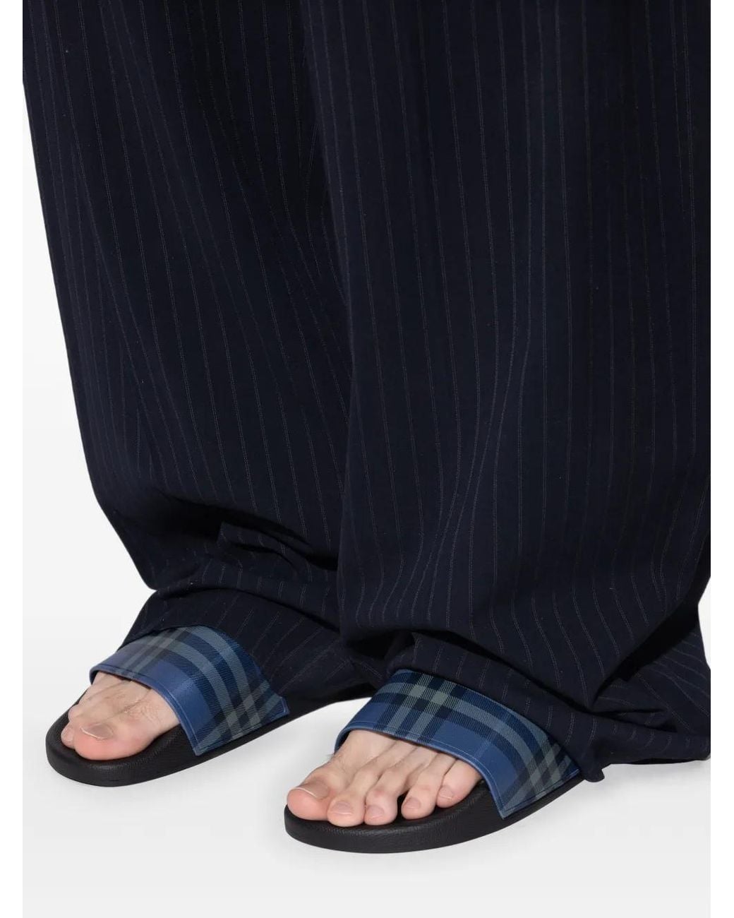 Burberry Blue Check Slides for men