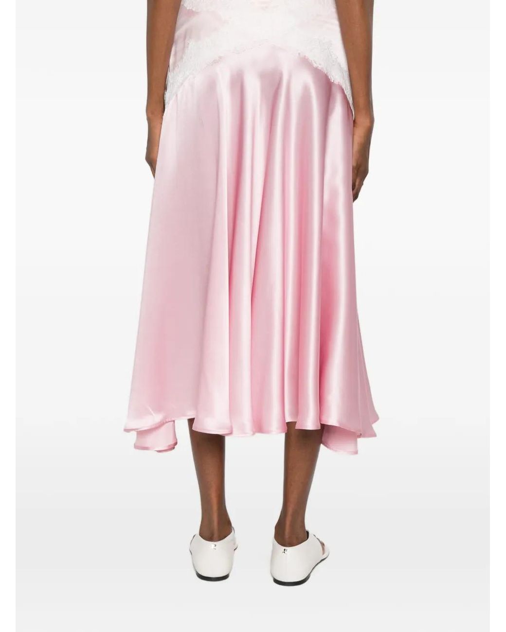 Viktor & Rolf Pink Lace-Trim Midi Skirt