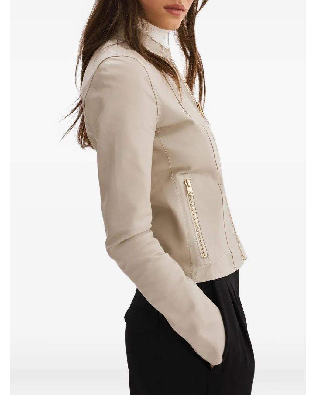 Lamarque White Chapin Reversible Leather Jacket