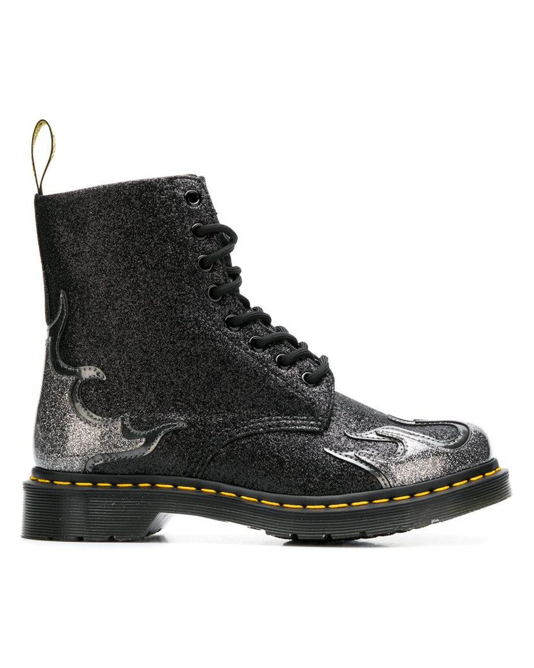 Dr. Martens Near Black Glitter '1460 Pascal Flame' Lace Up Boots