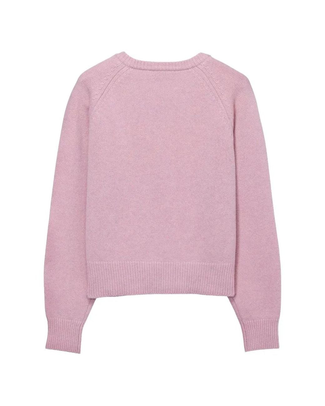 DUNST Pink Ribbed V-Neck Sweater