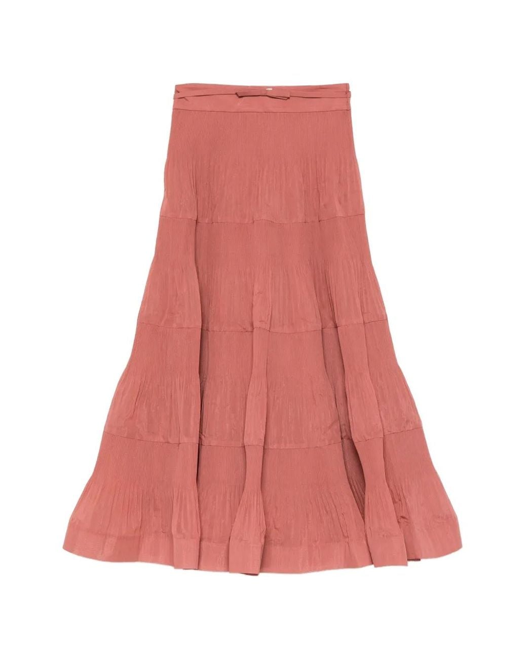 Zimmermann Pink Pleated Tiered Skirt