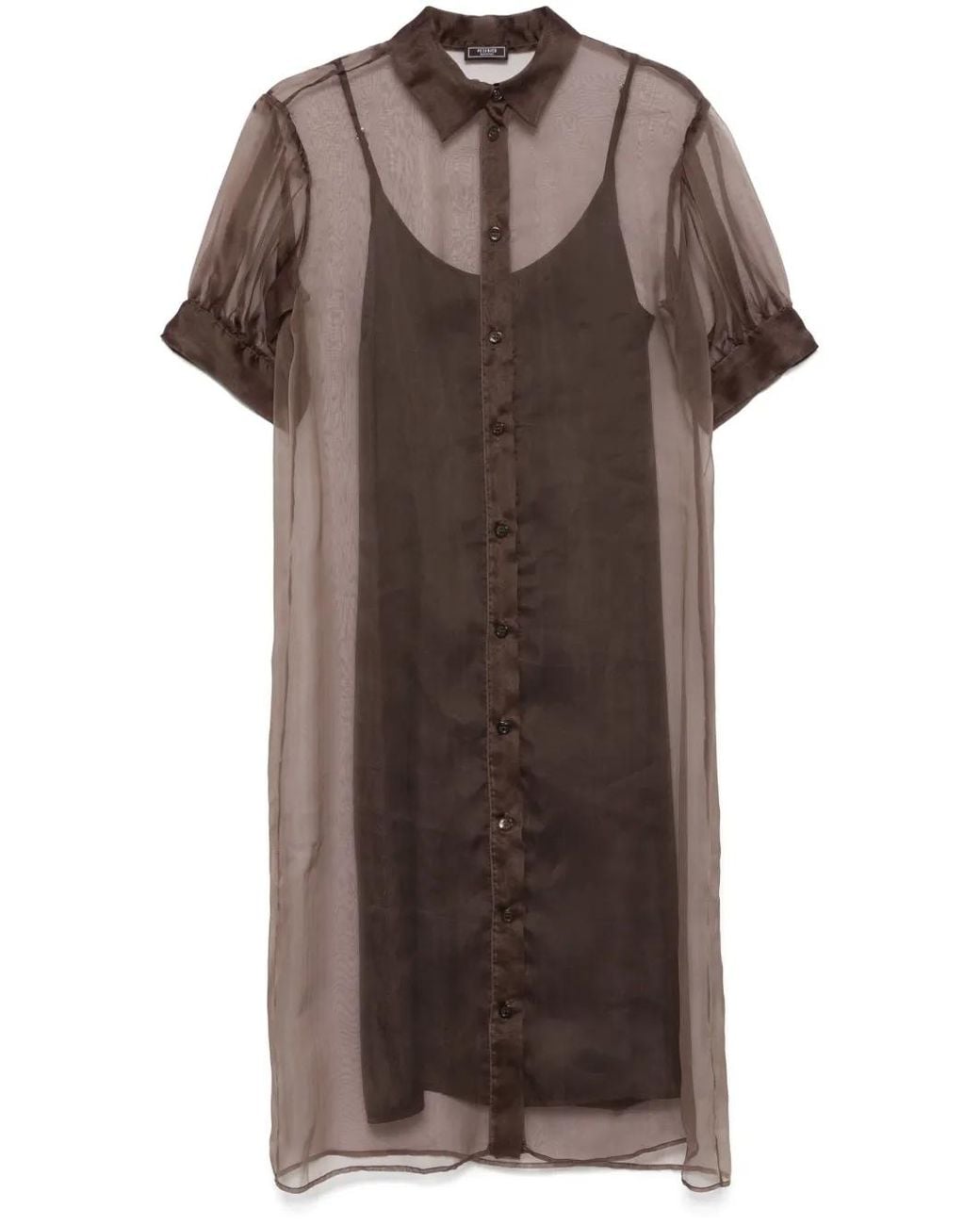 Peserico Brown Semi-Sheer Shirt Dress