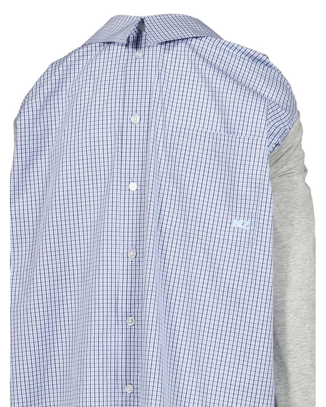 Natasha Zinko Blue Layered Check-Print Shirt