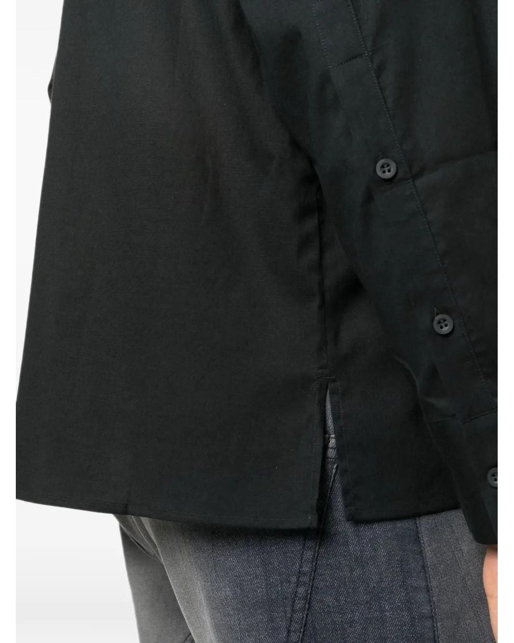 Tessitura Black Oversized Long-Sleeve Shirt for men