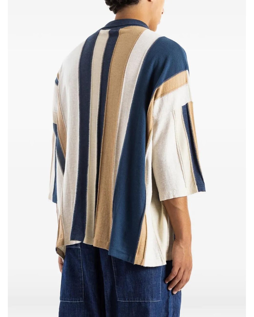 Casey Casey Gestreiftes Hemd Im Patchwork-Look in Blue für Herren