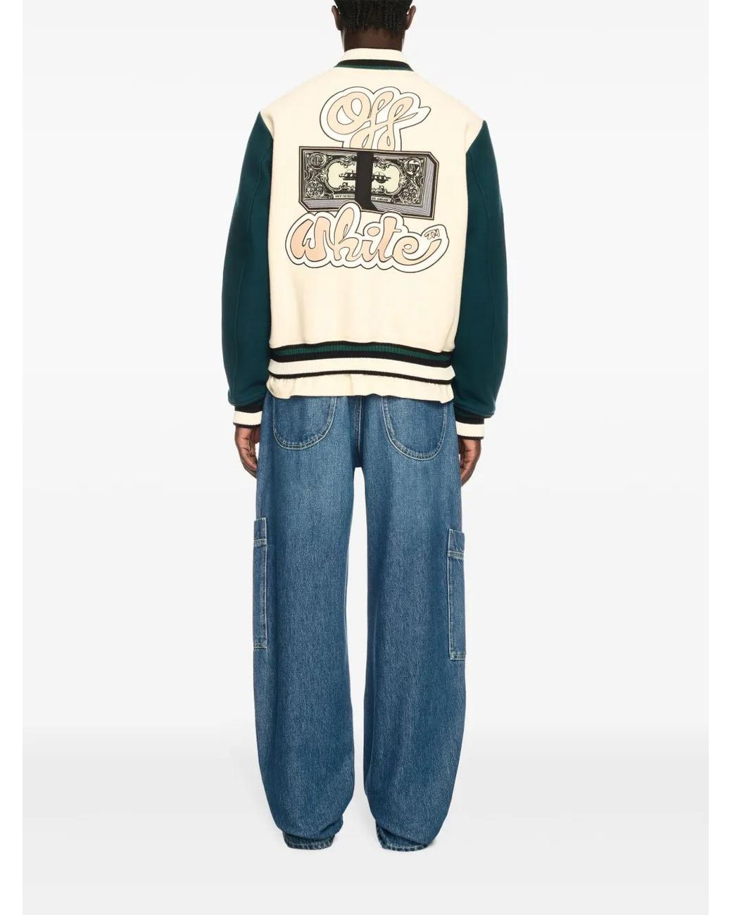 Off-White c/o Virgil Abloh Blue Cash Wool Varsity Jacket for men