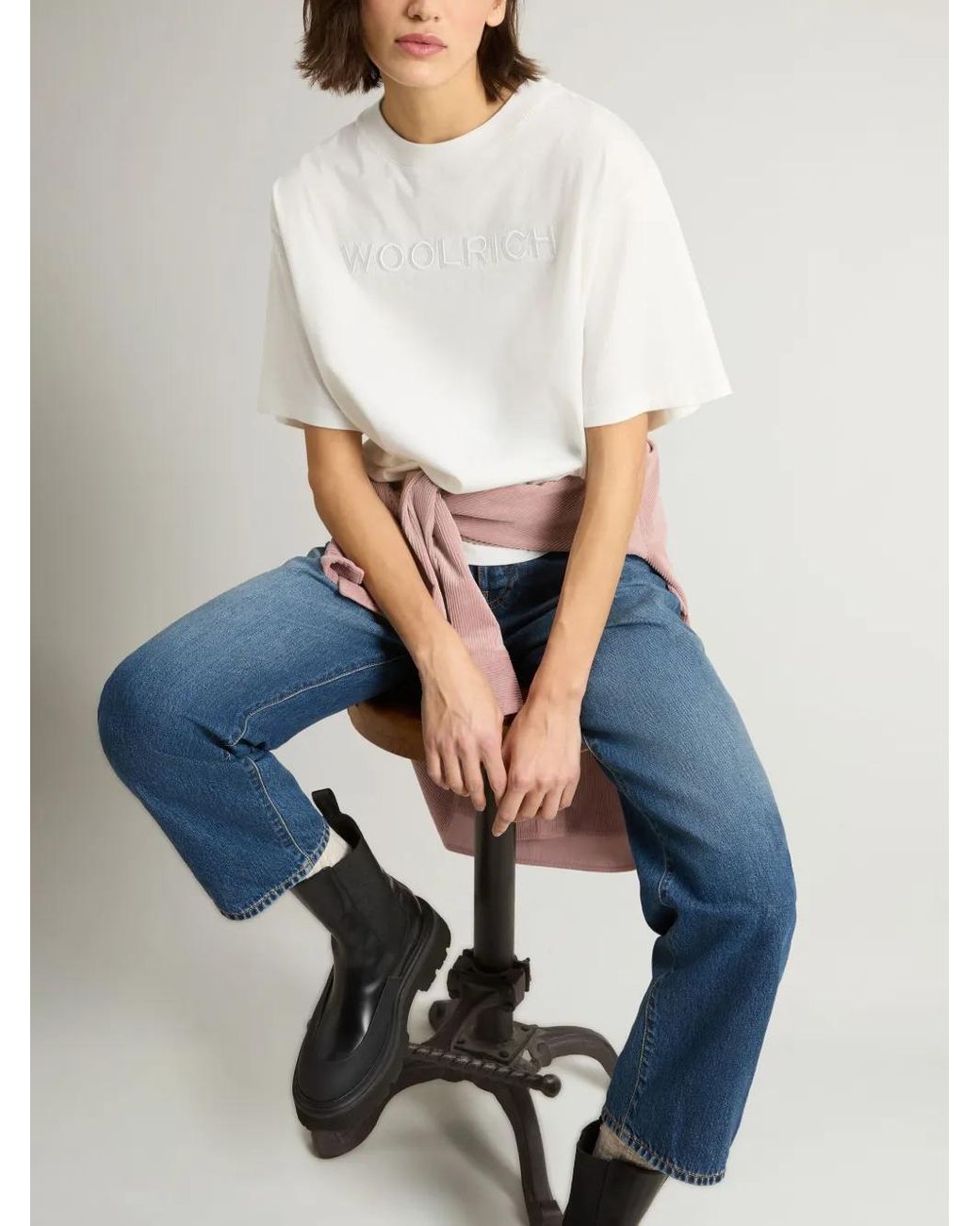 Woolrich White Fleece Jersey T-Shirt