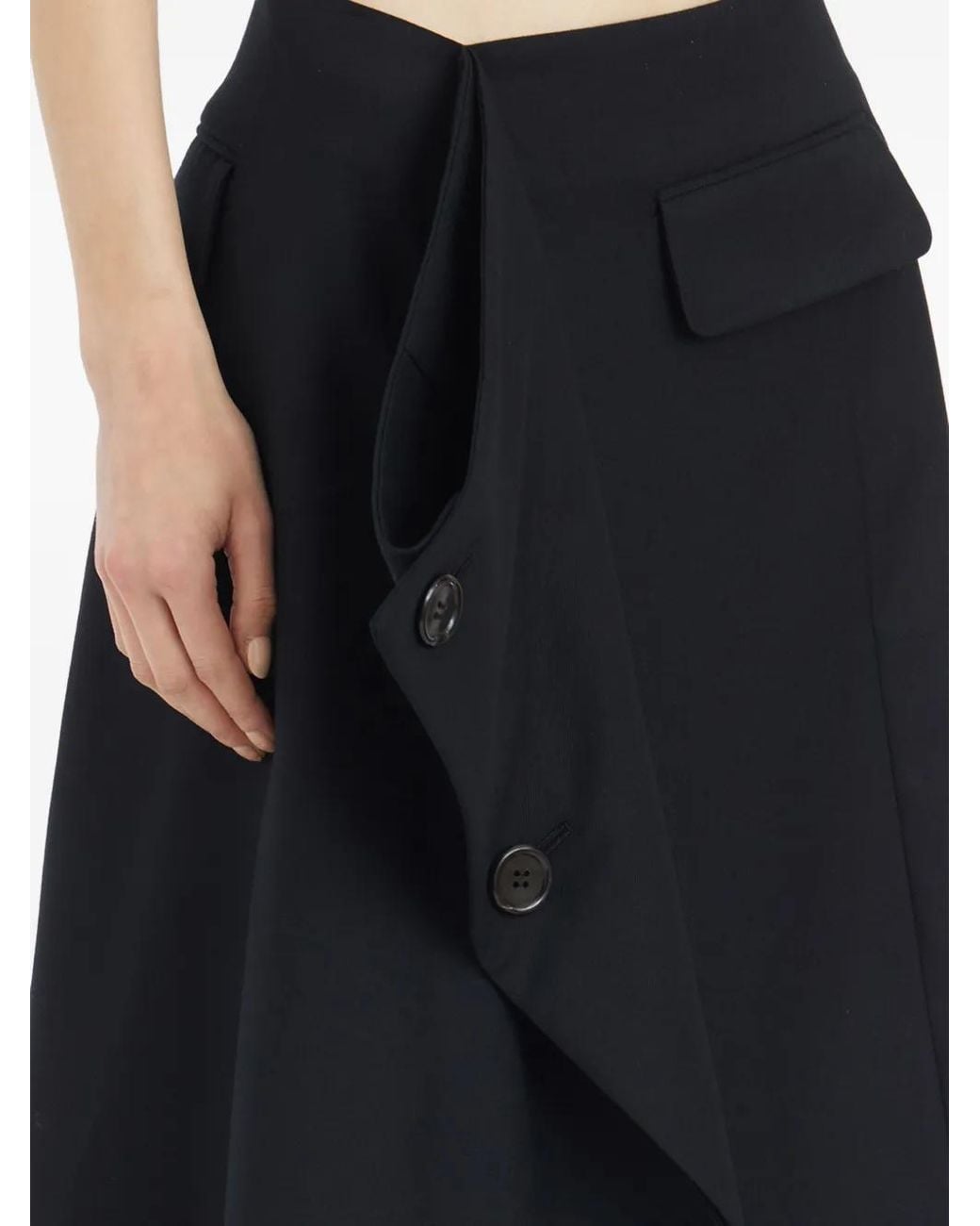 Comme des Garçons Black Button Midi Skirt