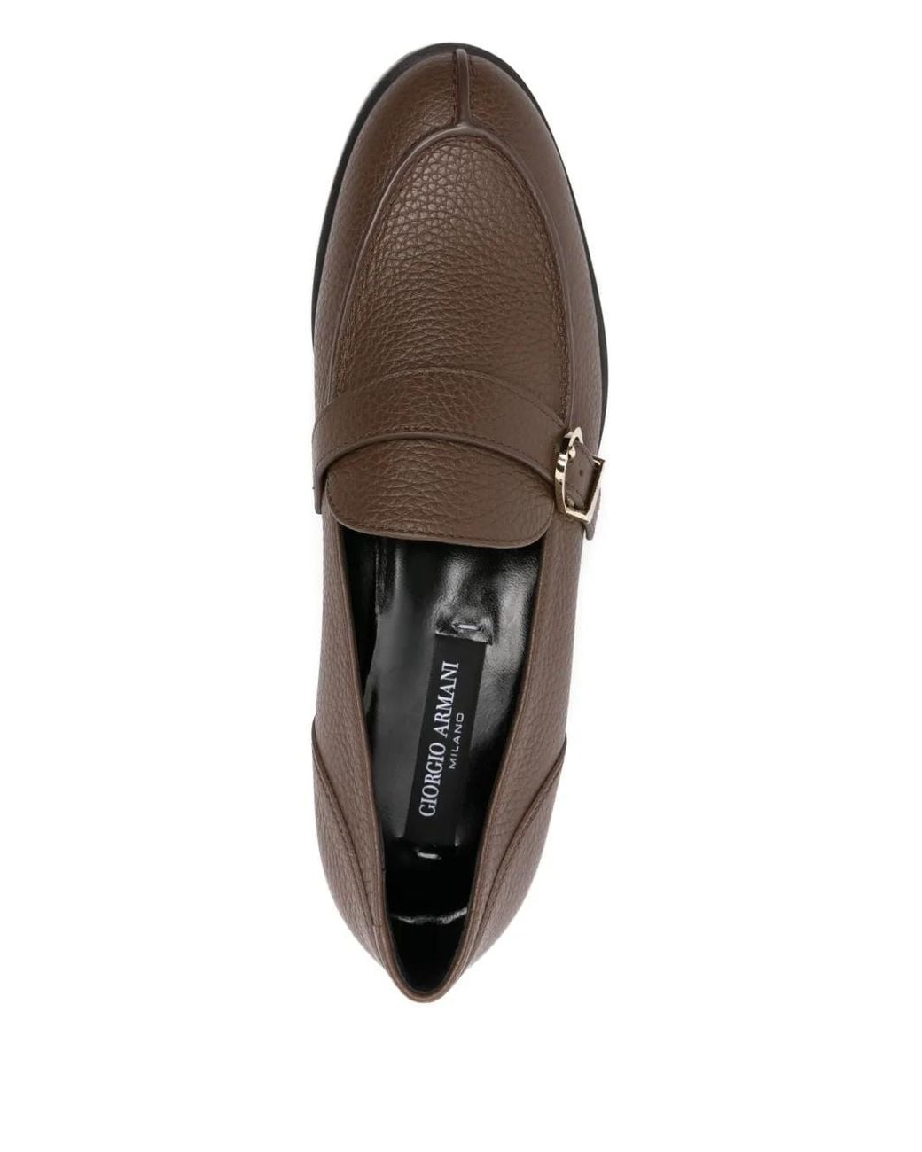 Giorgio Armani Brown Buckle-Detail Leather Loafers