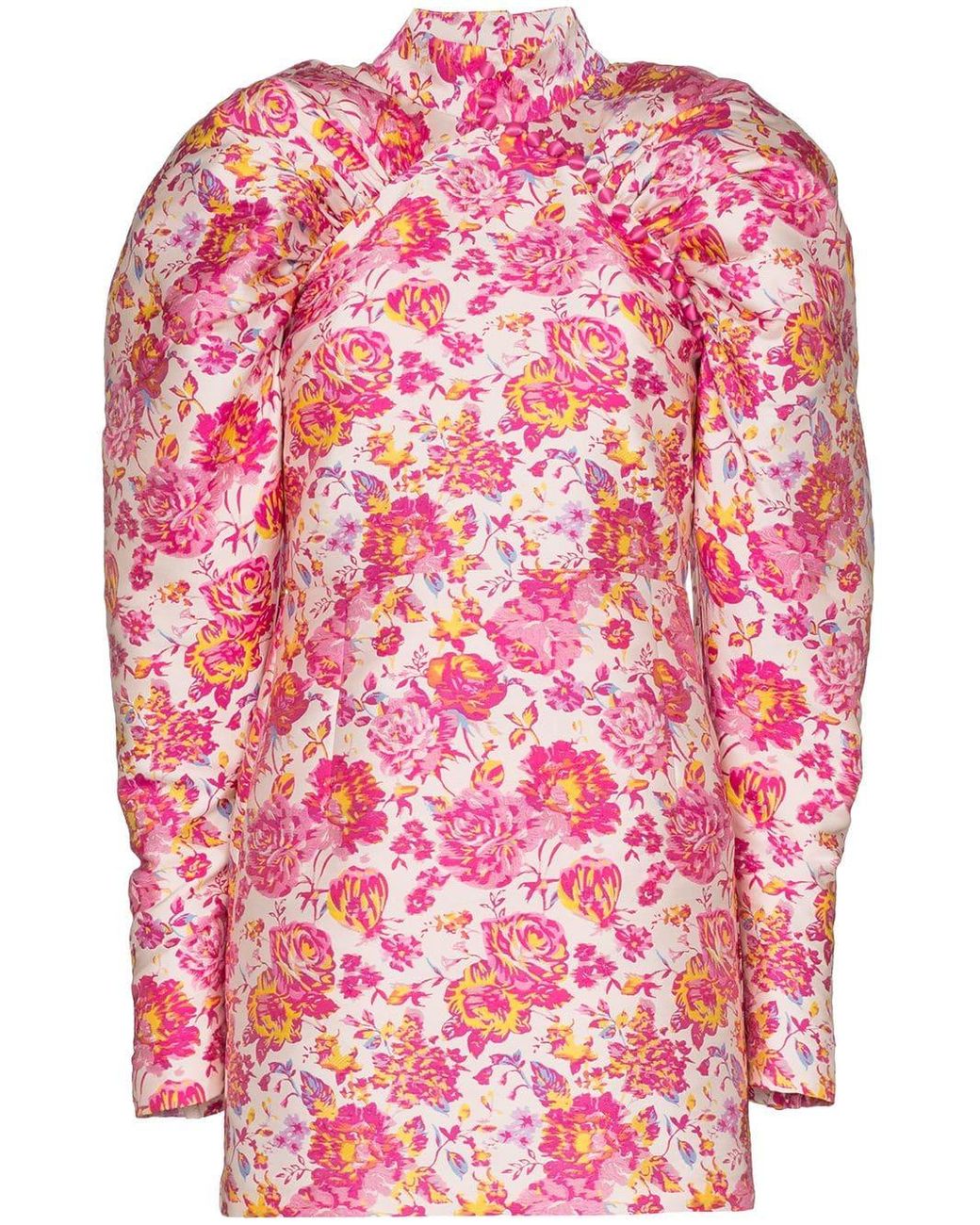 お得大得価ROTATE puff sleeve pink floral dress UK8 ワンピース