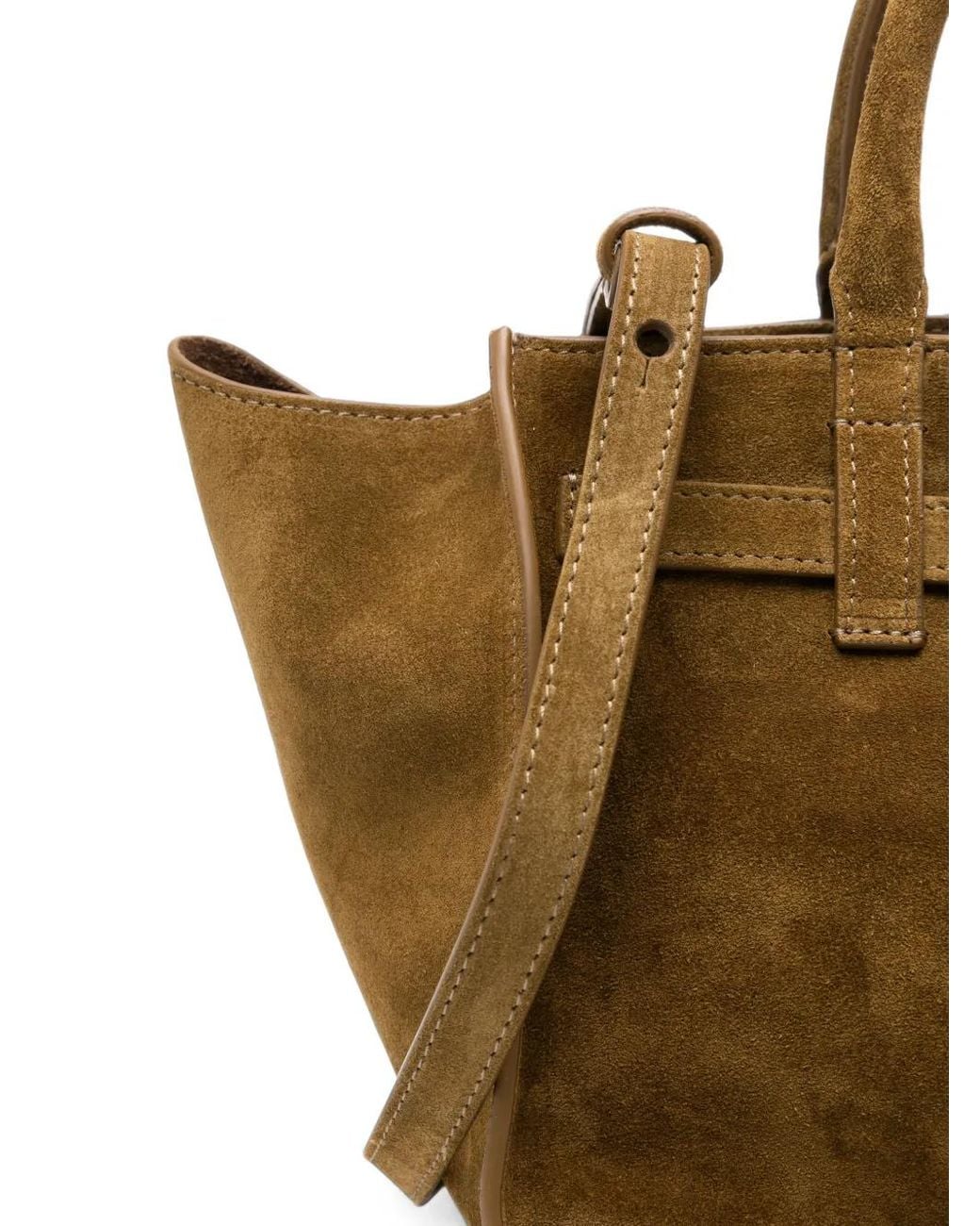 Benedetta Bruzziches Brown Suede Buckled-Detail Tote Bag