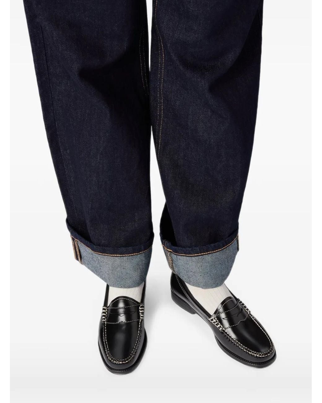 G.H.BASS Blue Easy Weejuns Contrast-Stitch Loafers