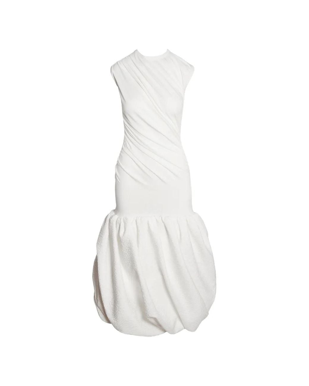Ioana Ciolacu White Ripple Balloon Midi Dress