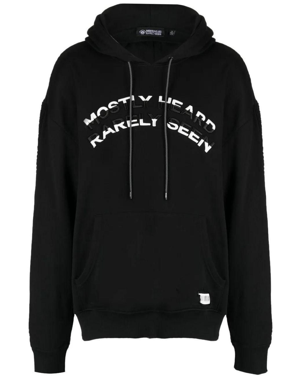 Mostly Heard Rarely Seen Black Logo-Embossed Cotton Hoodie for men
