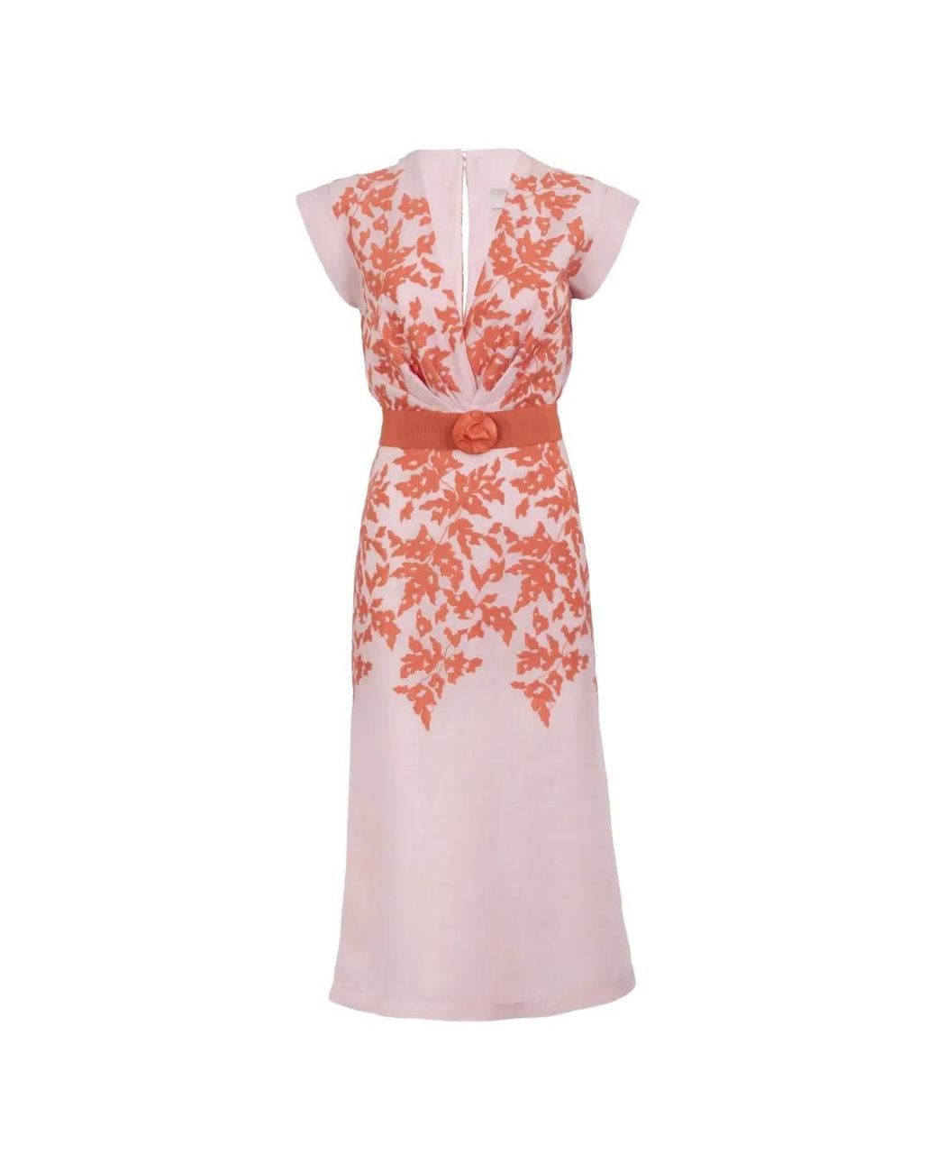 Silvia Tcherassi Pink Embroidery Midi Dress