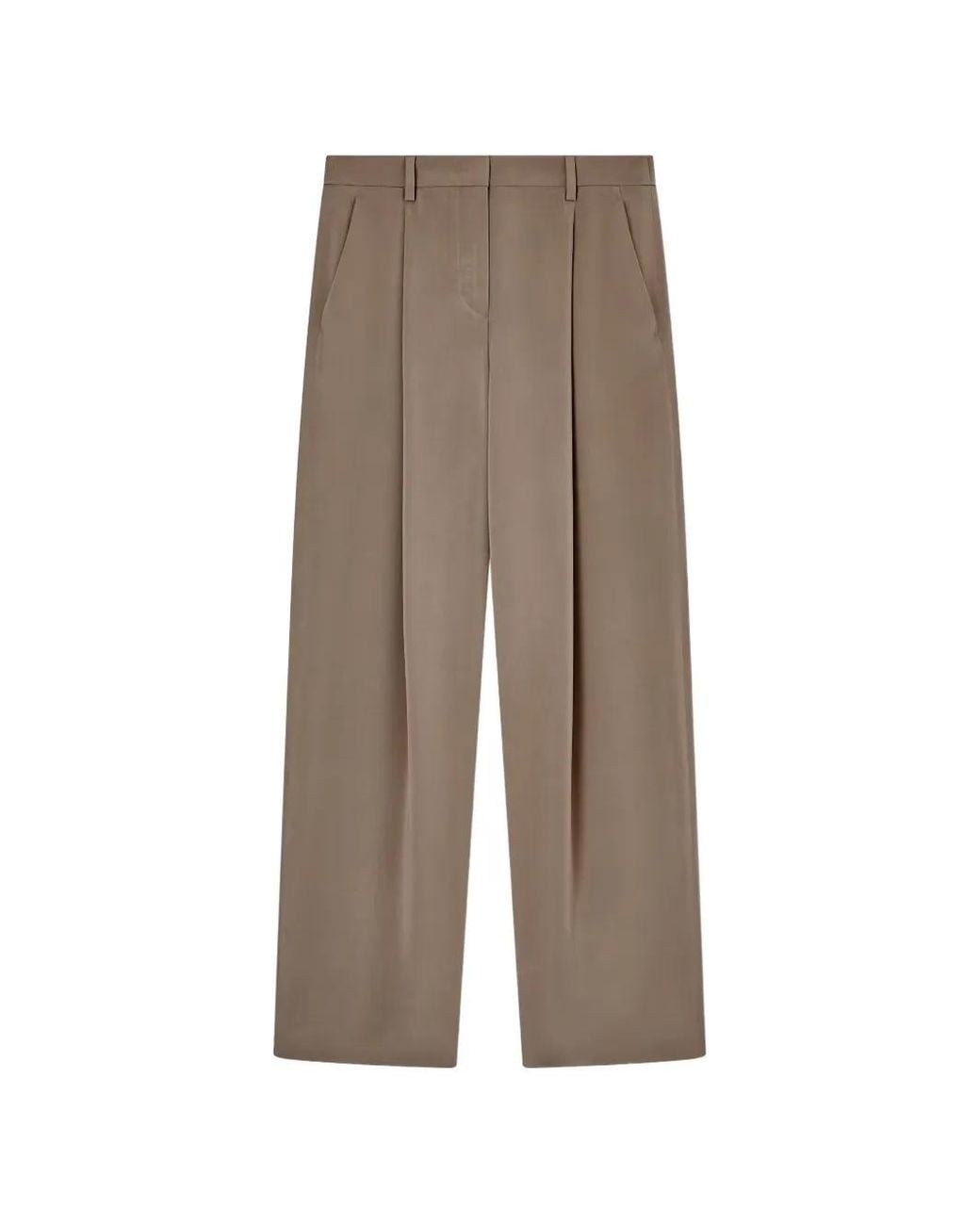 Giorgio Armani Brown Pleated Wide-Leg Trousers