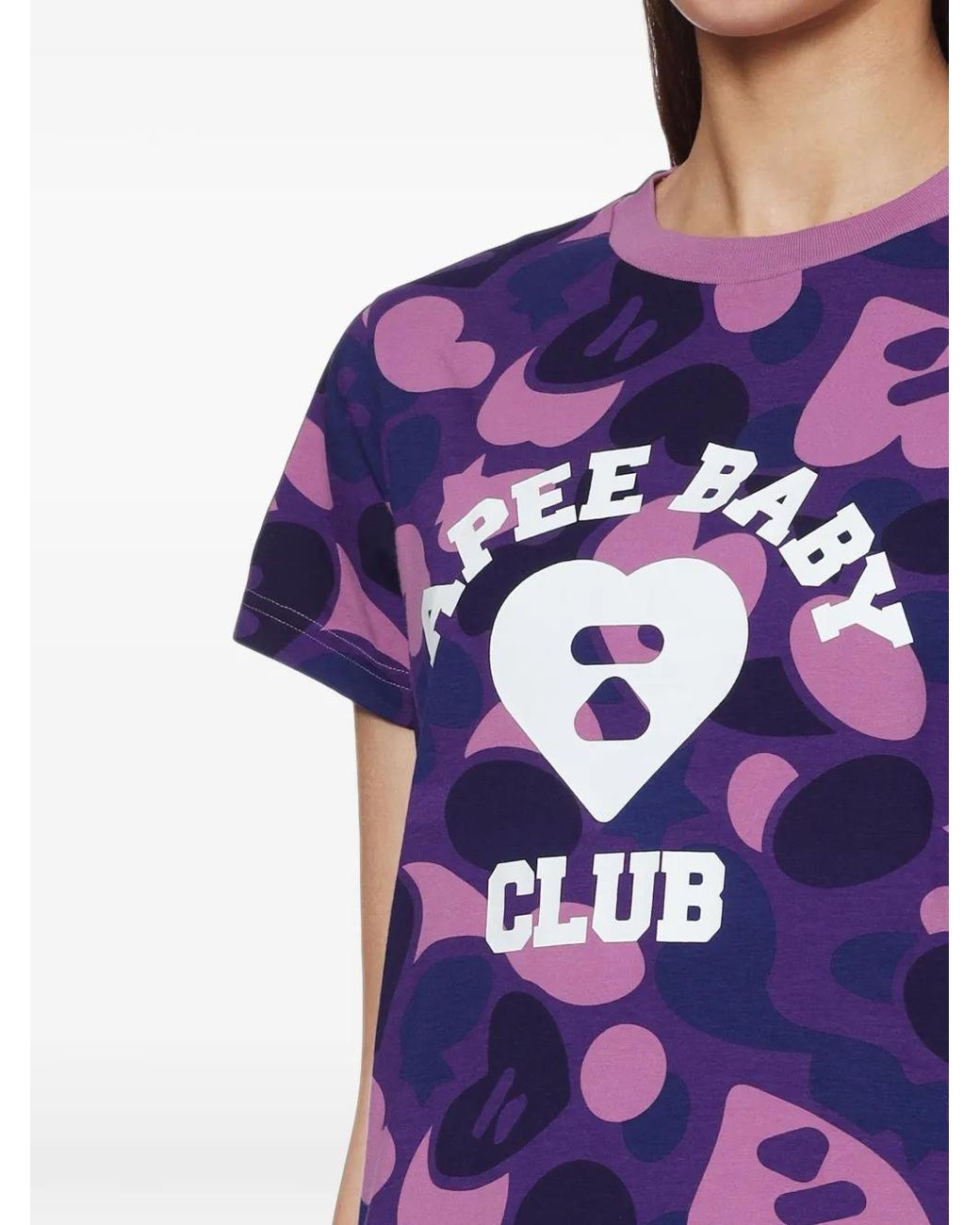 AAPE BY A BATHING AP Purple Camouflage-Print Logo-Print T-Shirt