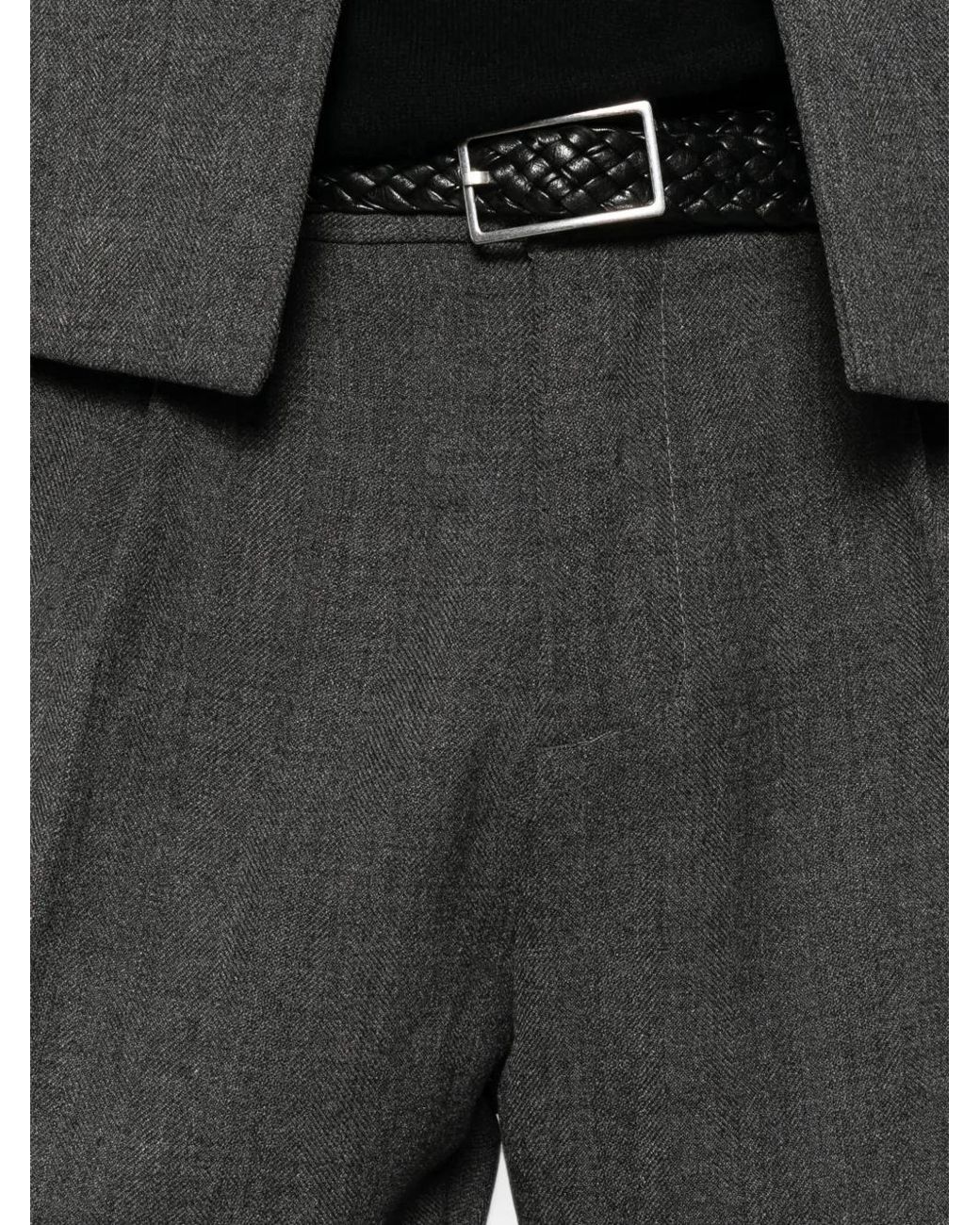 Imperial Gray Pantalon Droit À Design Plissé for men