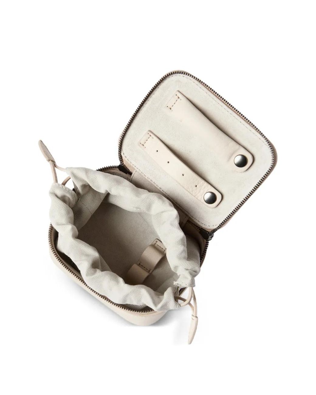 Brunello Cucinelli Natural Boîte À Bijoux En Veau Grainé Avec Tirette À Glissière Brillante
