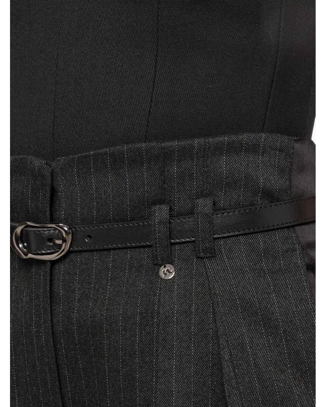 Nissa Black Pinstripe Wide-Leg Pants