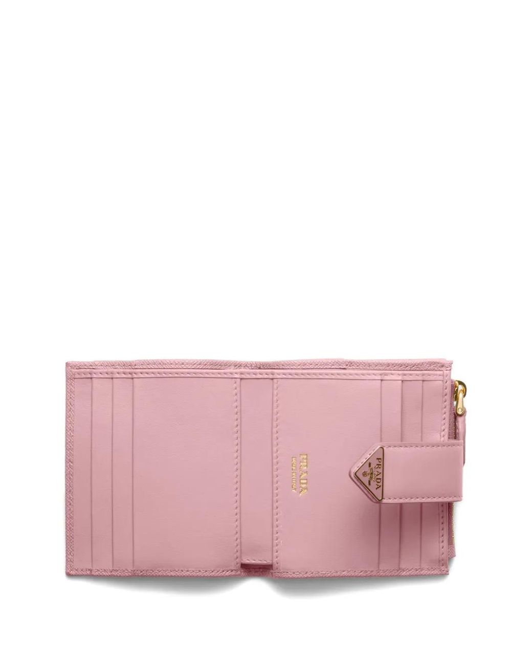Prada Pink Small Saffiano And Smooth Leather Wallet