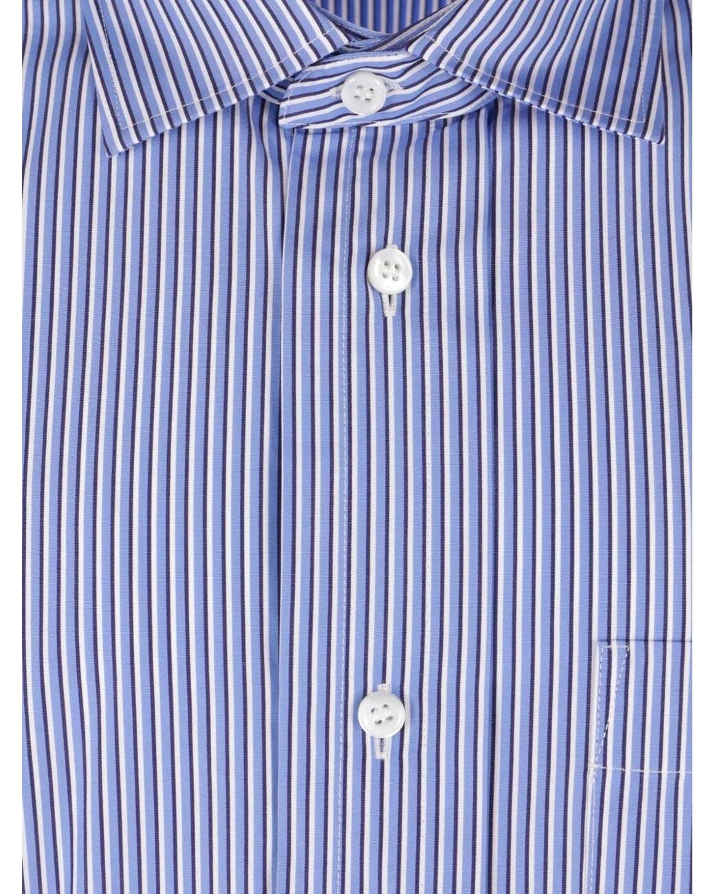 SALON C. LUNDMAN Blue Chemise En Coton À Rayures for men