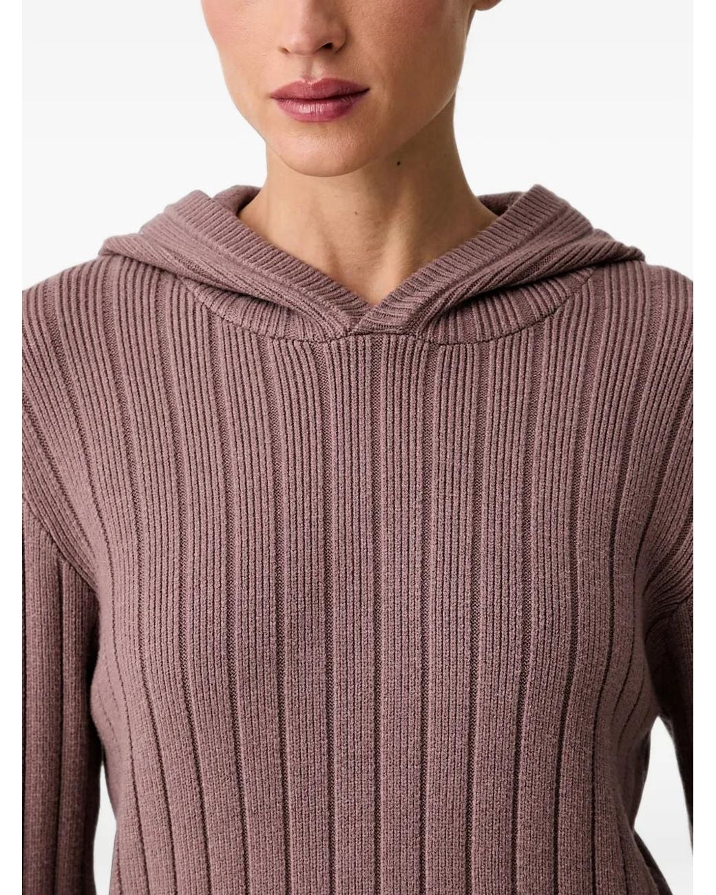 Chantelle Purple Twist Ribbed-Knit Hoodie