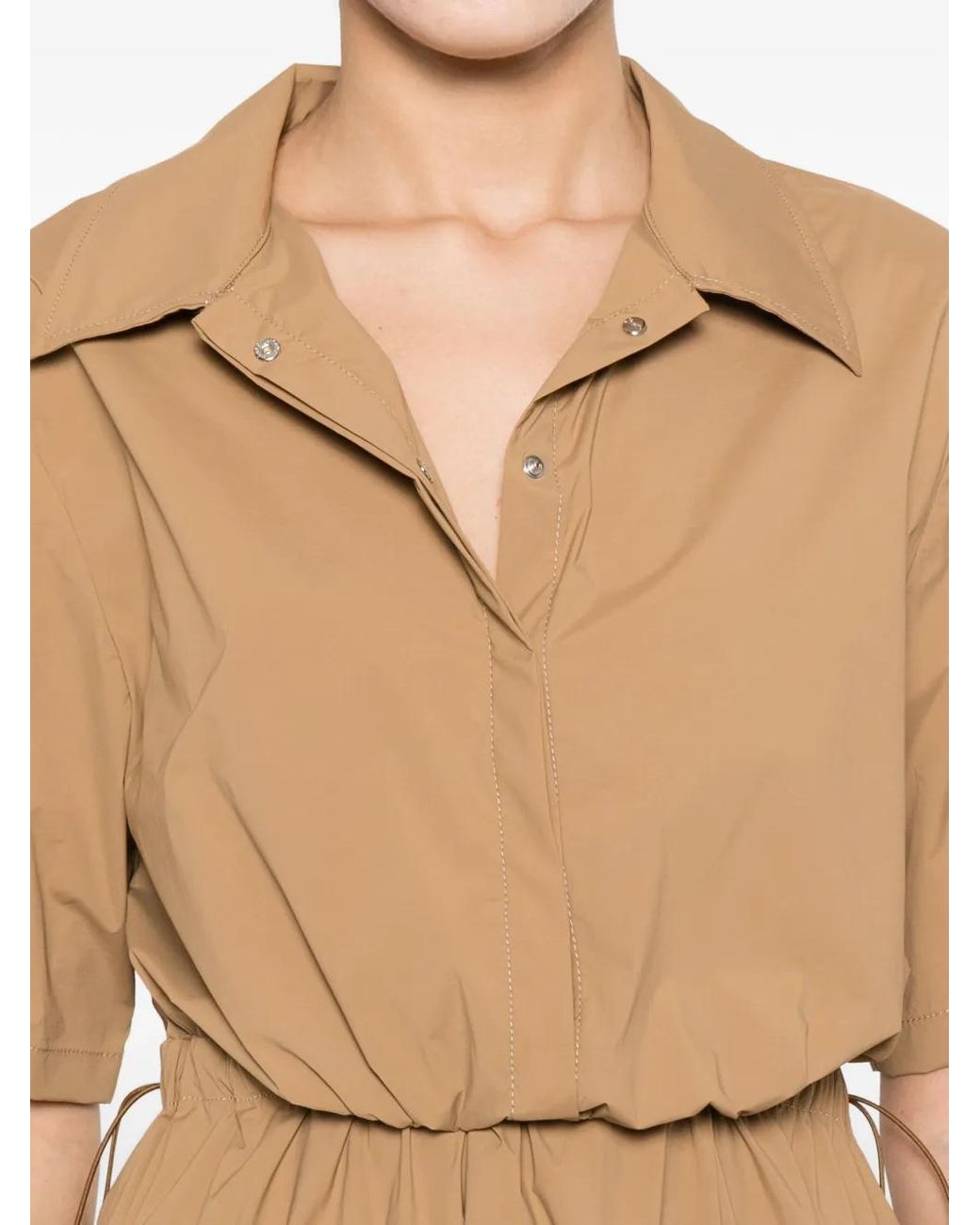 Herno Kleedjes ,Bruin ,Nylon Jurk Van Lichte Stretch Nylon in het Natural