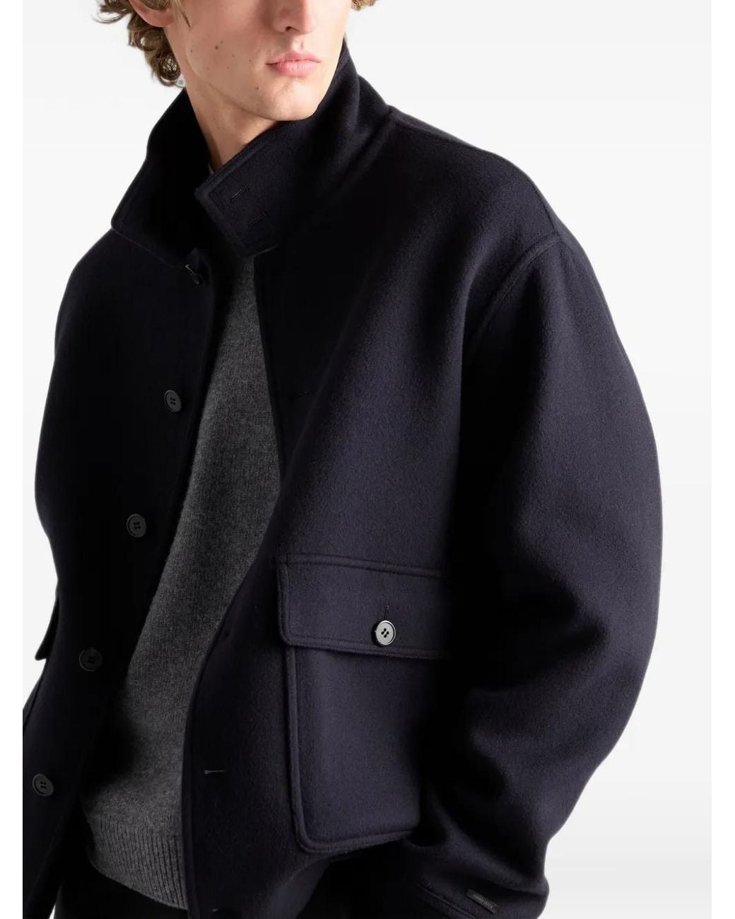 Prada Blue Cashmere Blouson Jacket for men