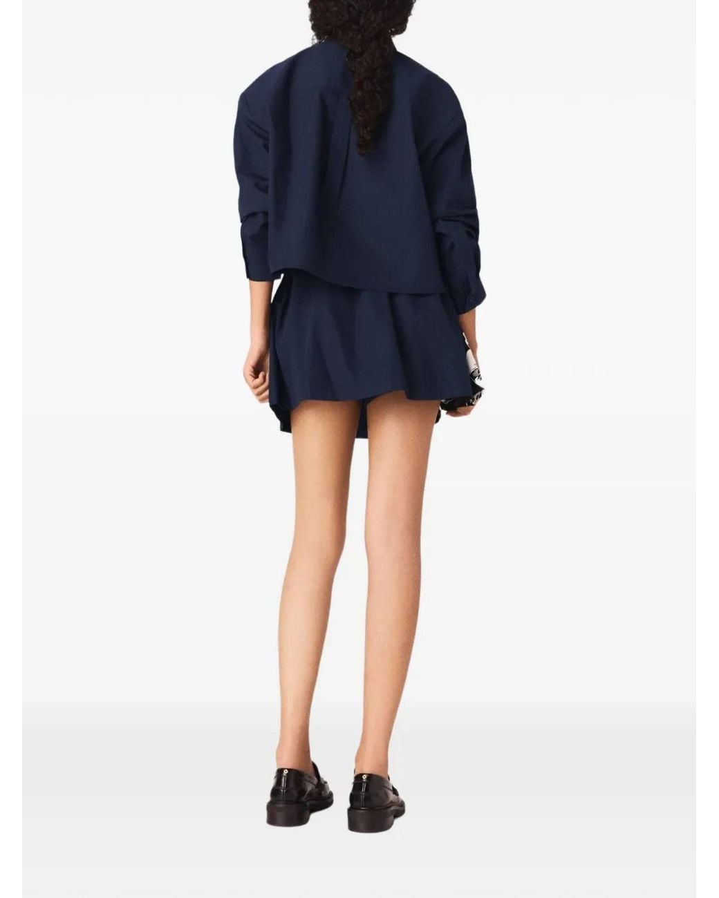 Maje Blue Cropped Cotton Shirt