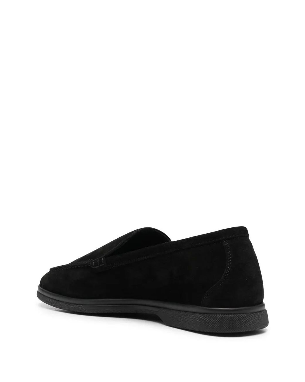 Scarosso Black Suede-Finish Loafers