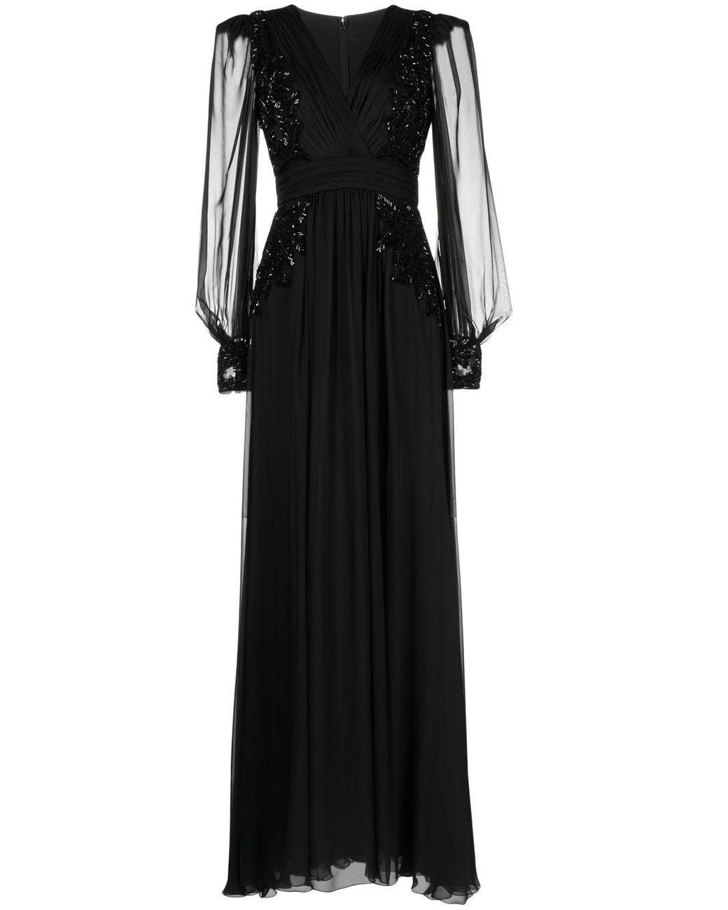 Zuhair Murad Beadembellished Vneck Evening Gown in Black Lyst