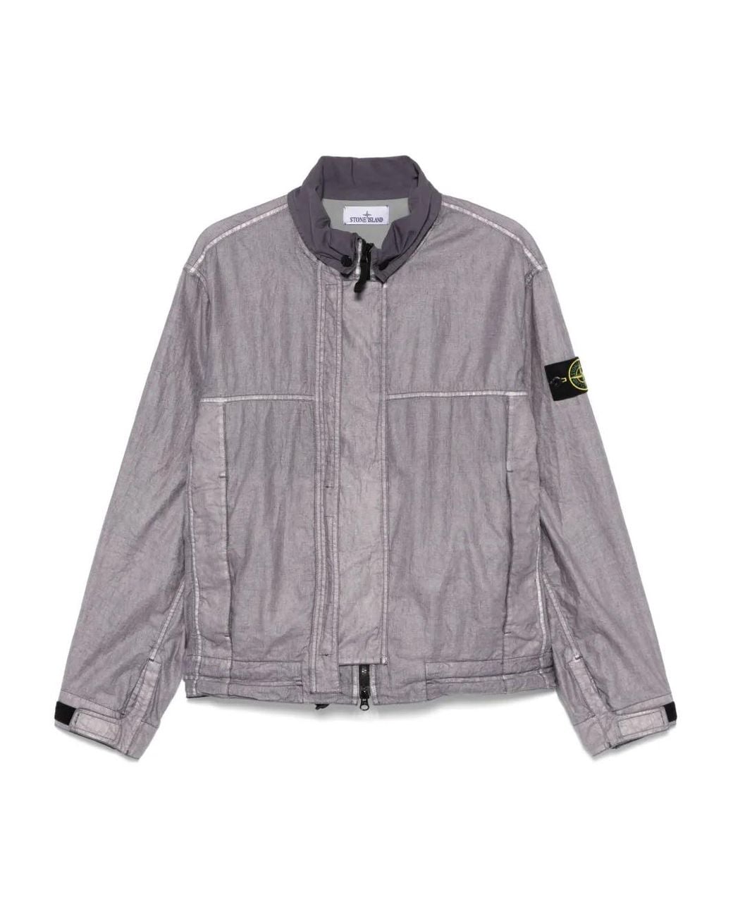 Stone Island Plated-Ovd Linen Jacket in Purple for Men | Lyst