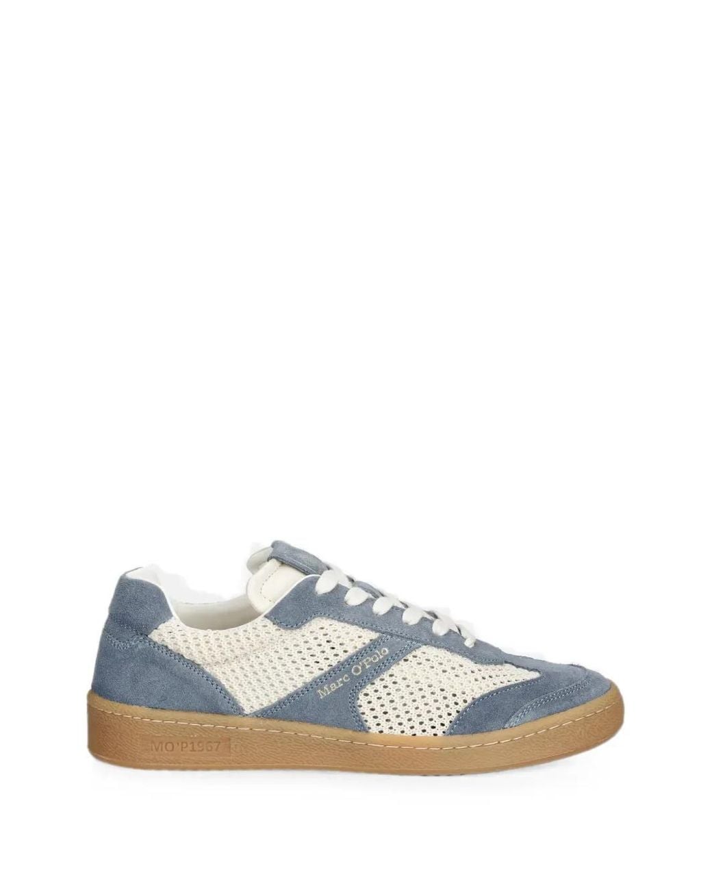 Marc O' Polo Blue Suede-Panelled Mesh Sneakers