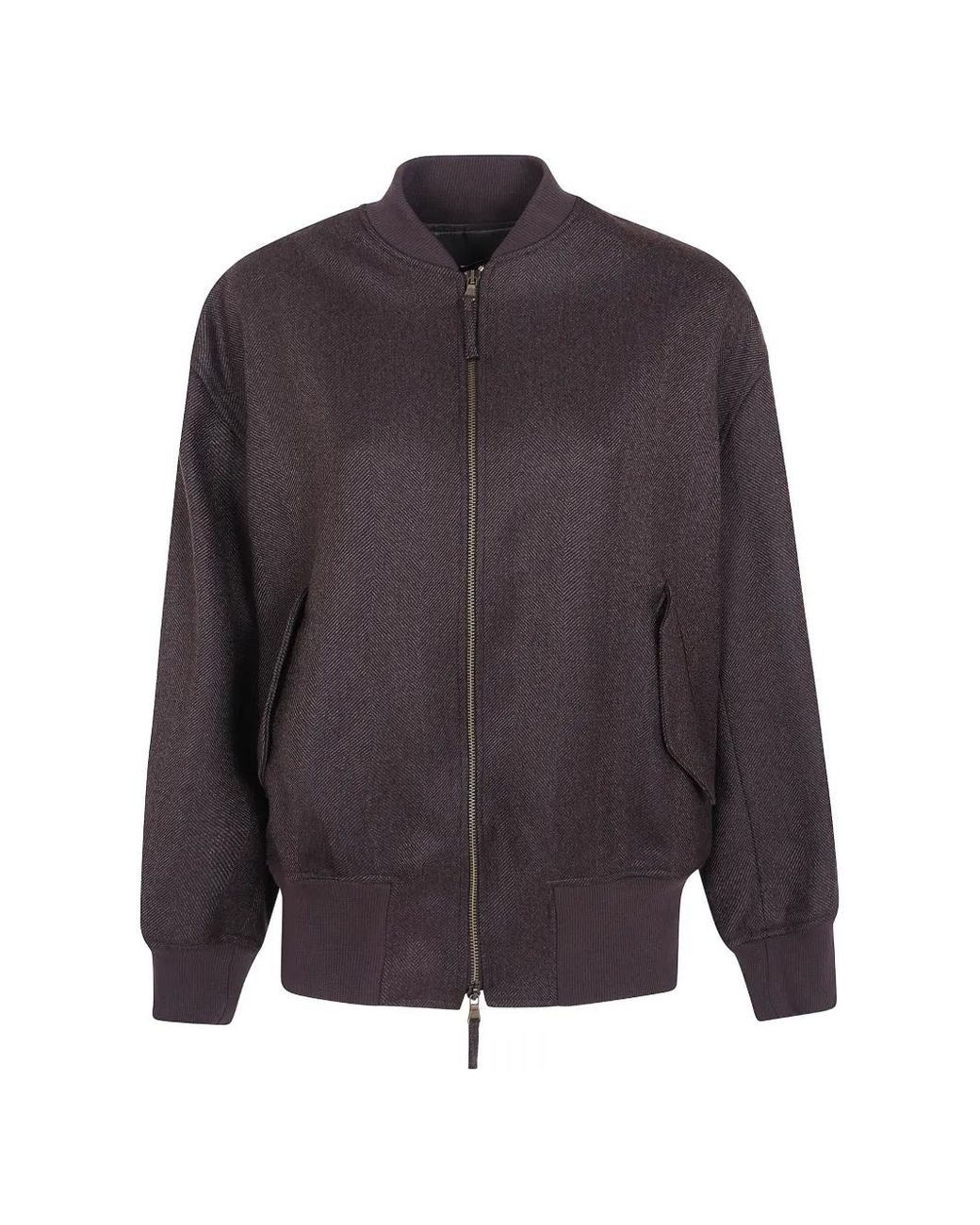 DR. HOPE Gray Herringbone-Pattern Wool Bomber Jacket