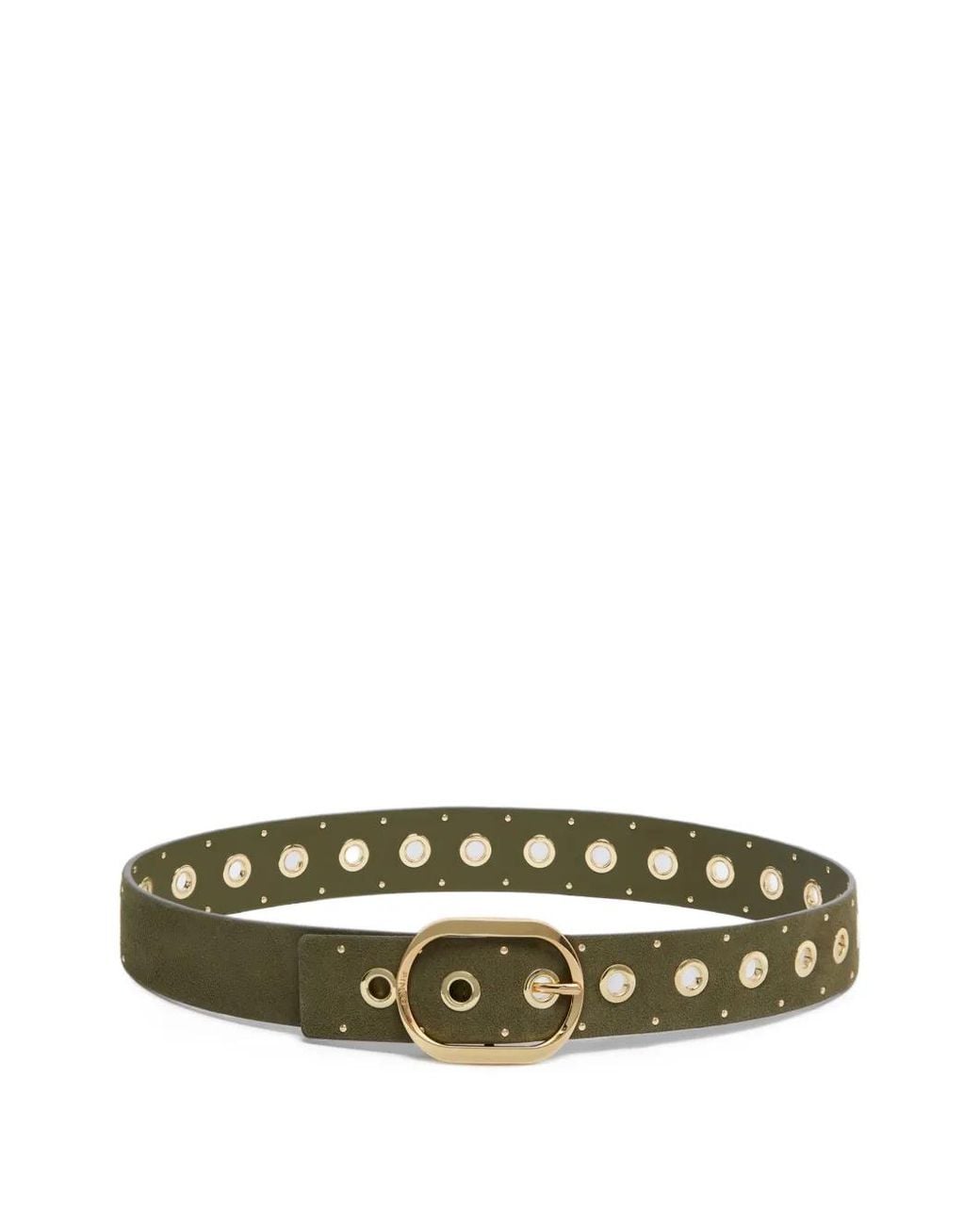 Pinko Green Leather Belt With Eyelets, 4Cm