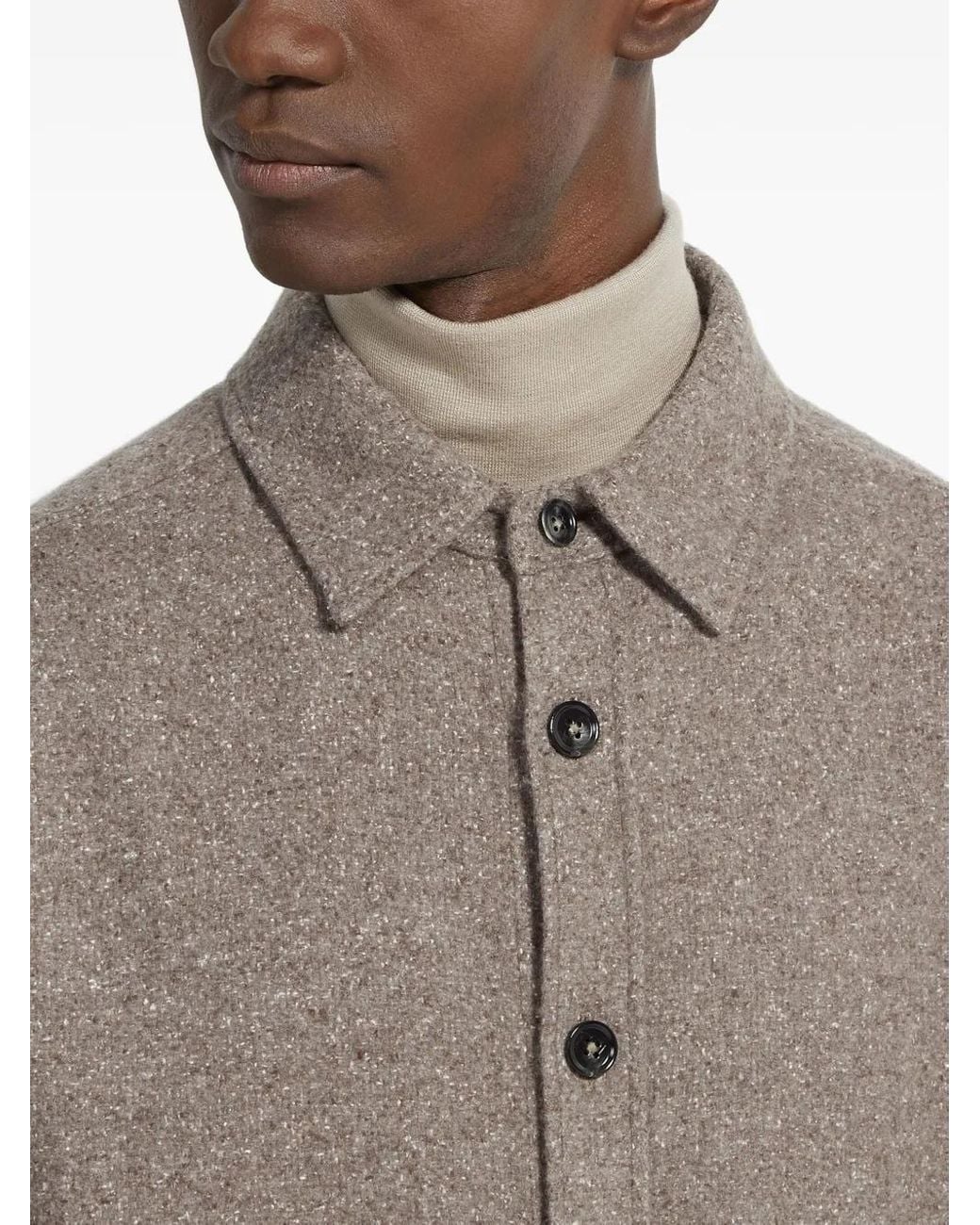 Zegna Brown Cashmere-Silk Overshirt for men