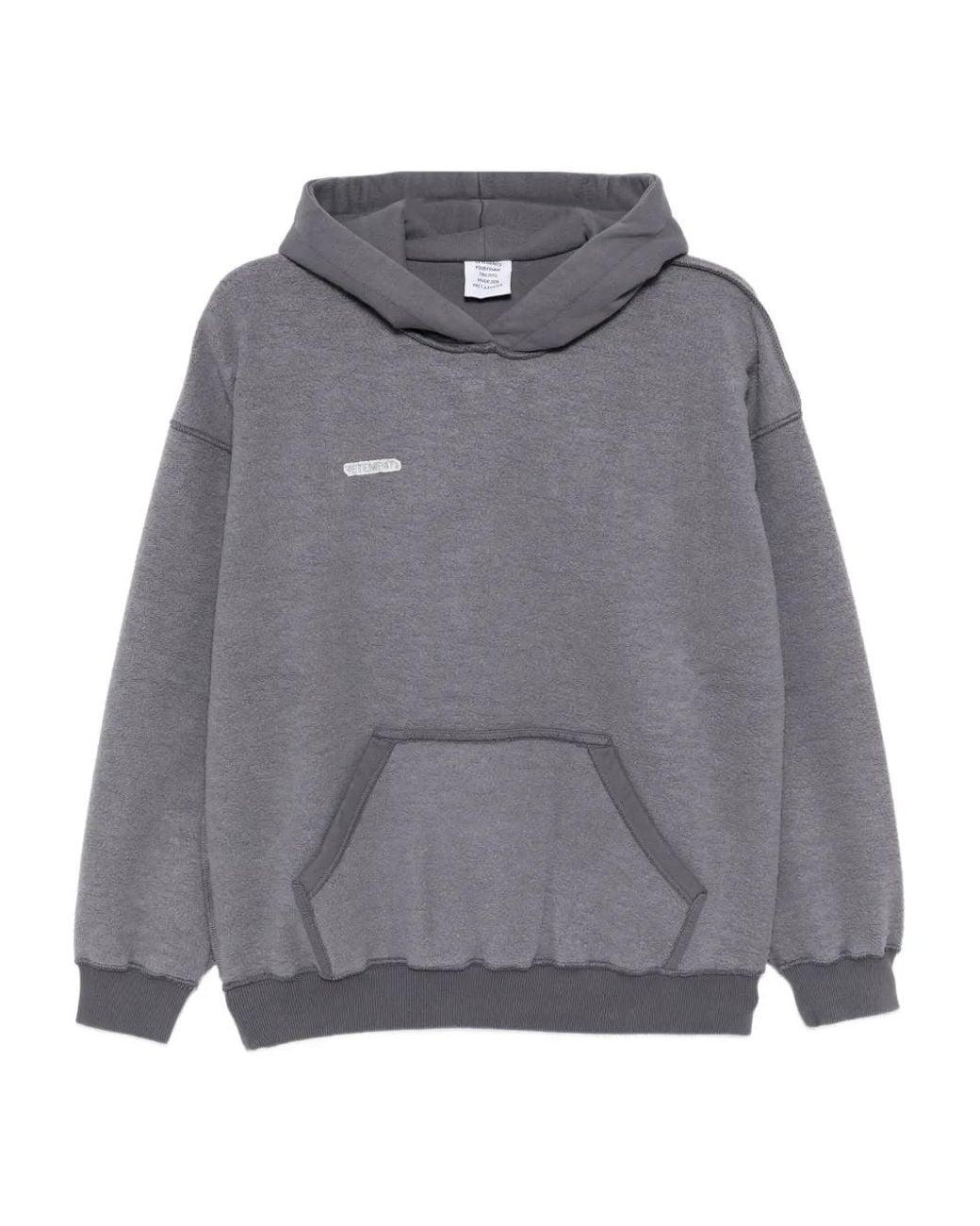Vetements Gray Logo-Embroidered Hoodie for men