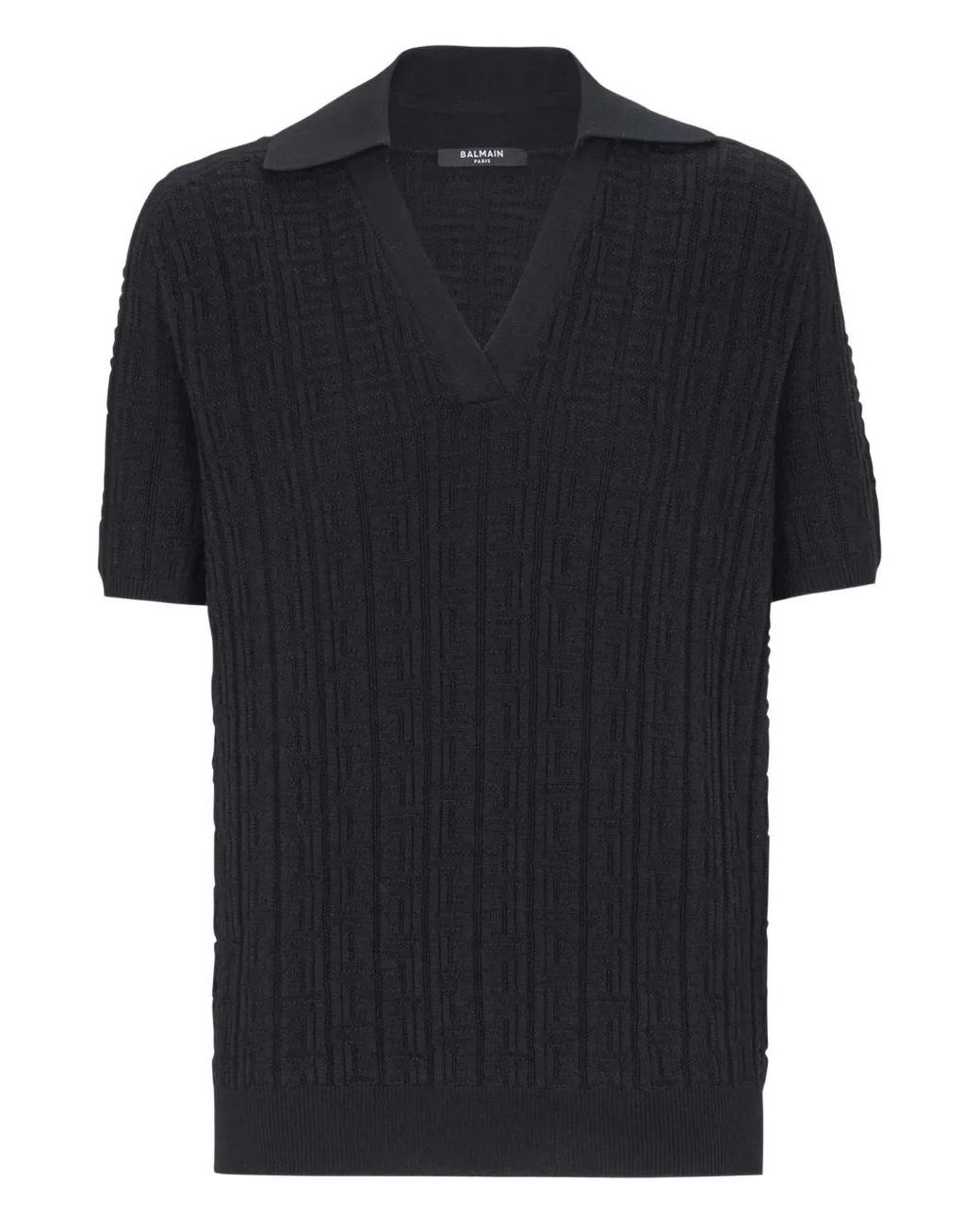 Balmain Black Monogram-Jacquard Knitted Top