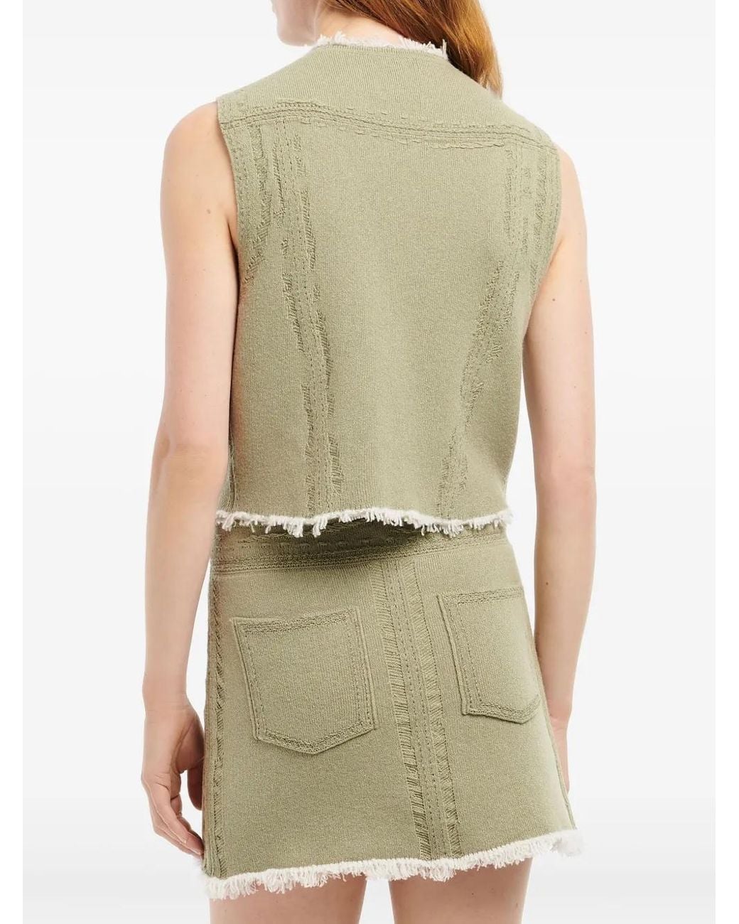 Barrie Green Frayed-Hem Mini Skirt