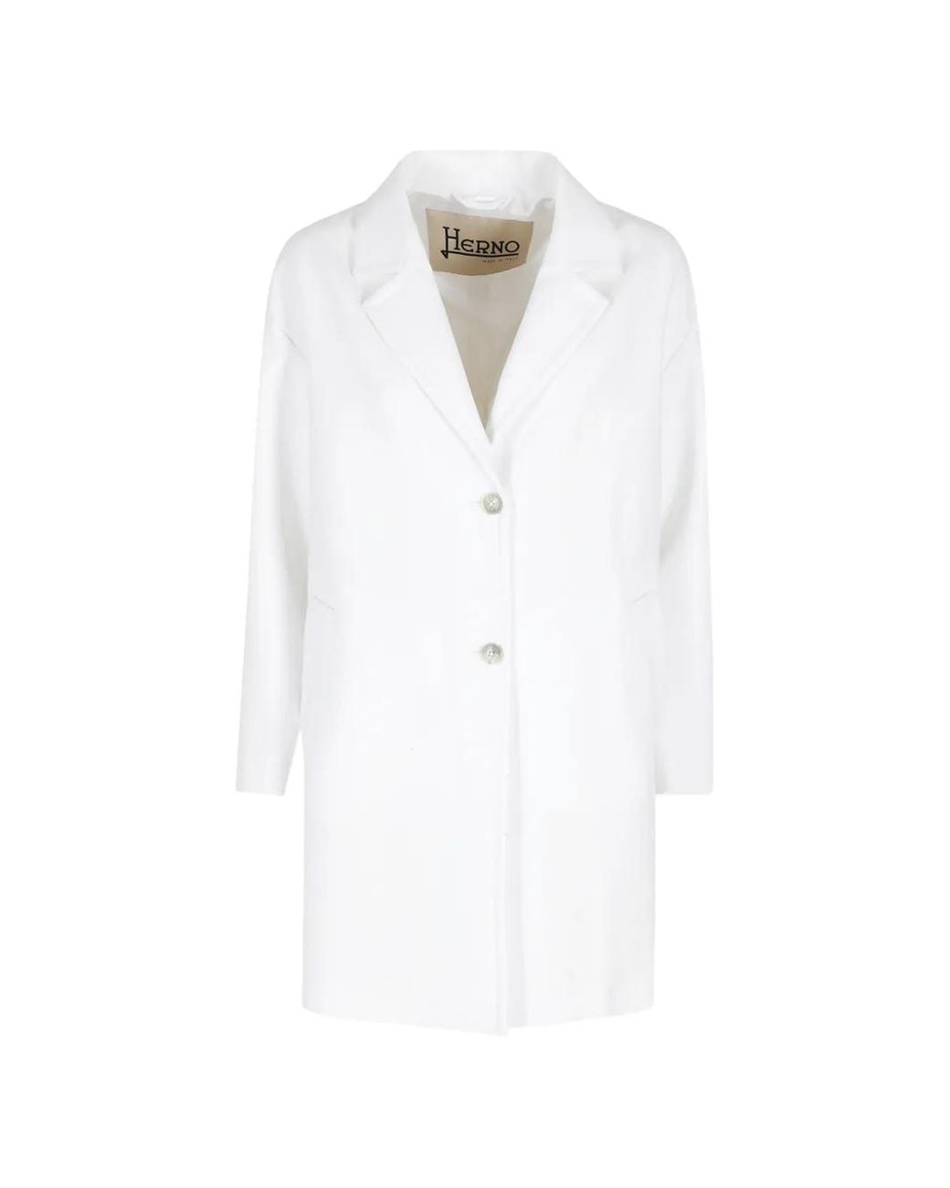 Herno White Button-Fastening Coat