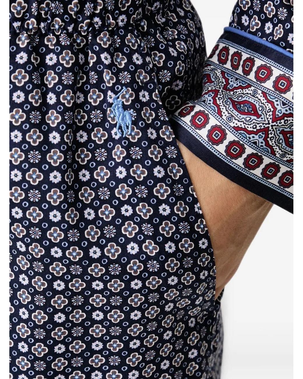 Polo Ralph Lauren Gray Geometric-Print Piping-Detail Pyjamas