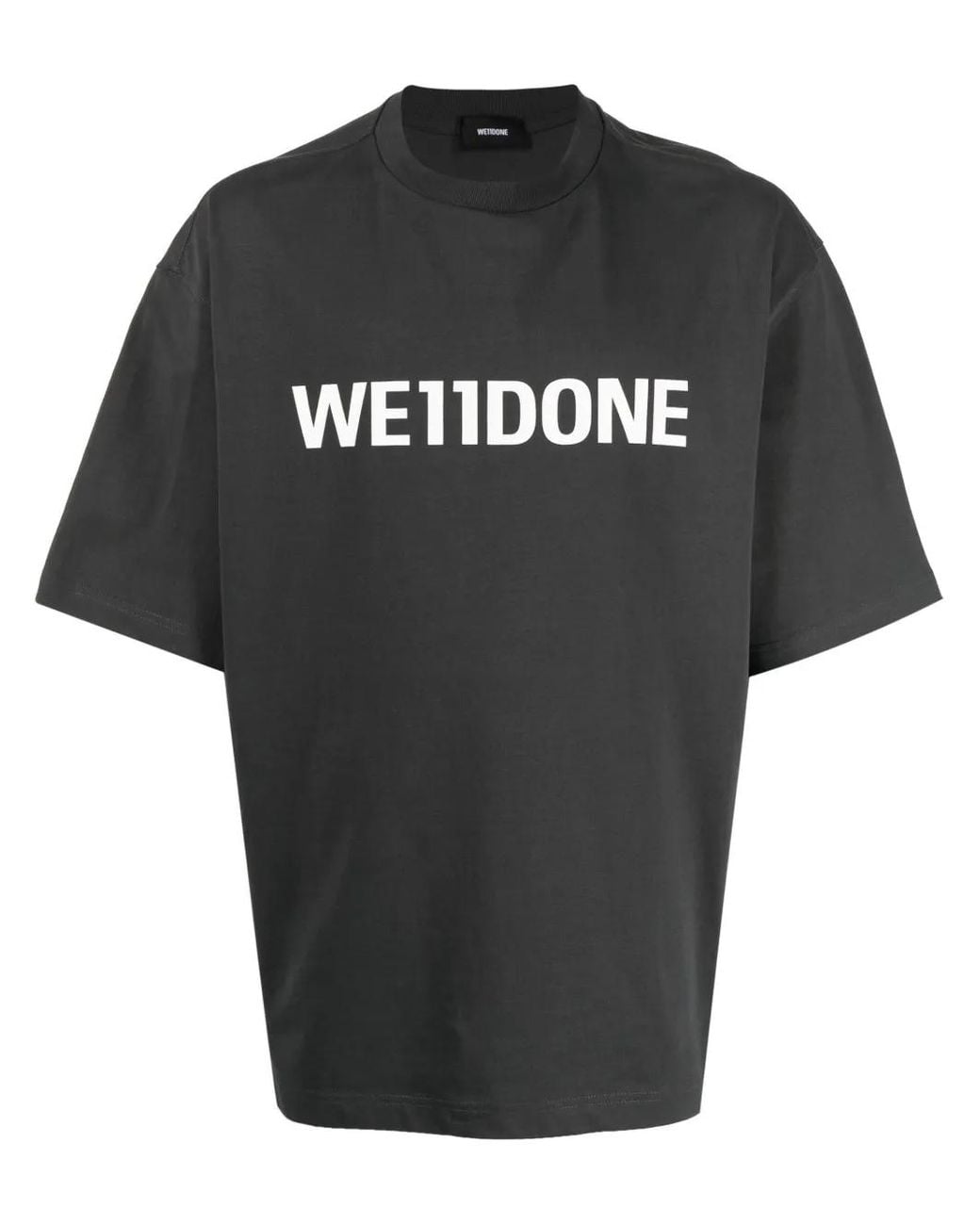 we11done Black Logo-Print T-Shirt for men