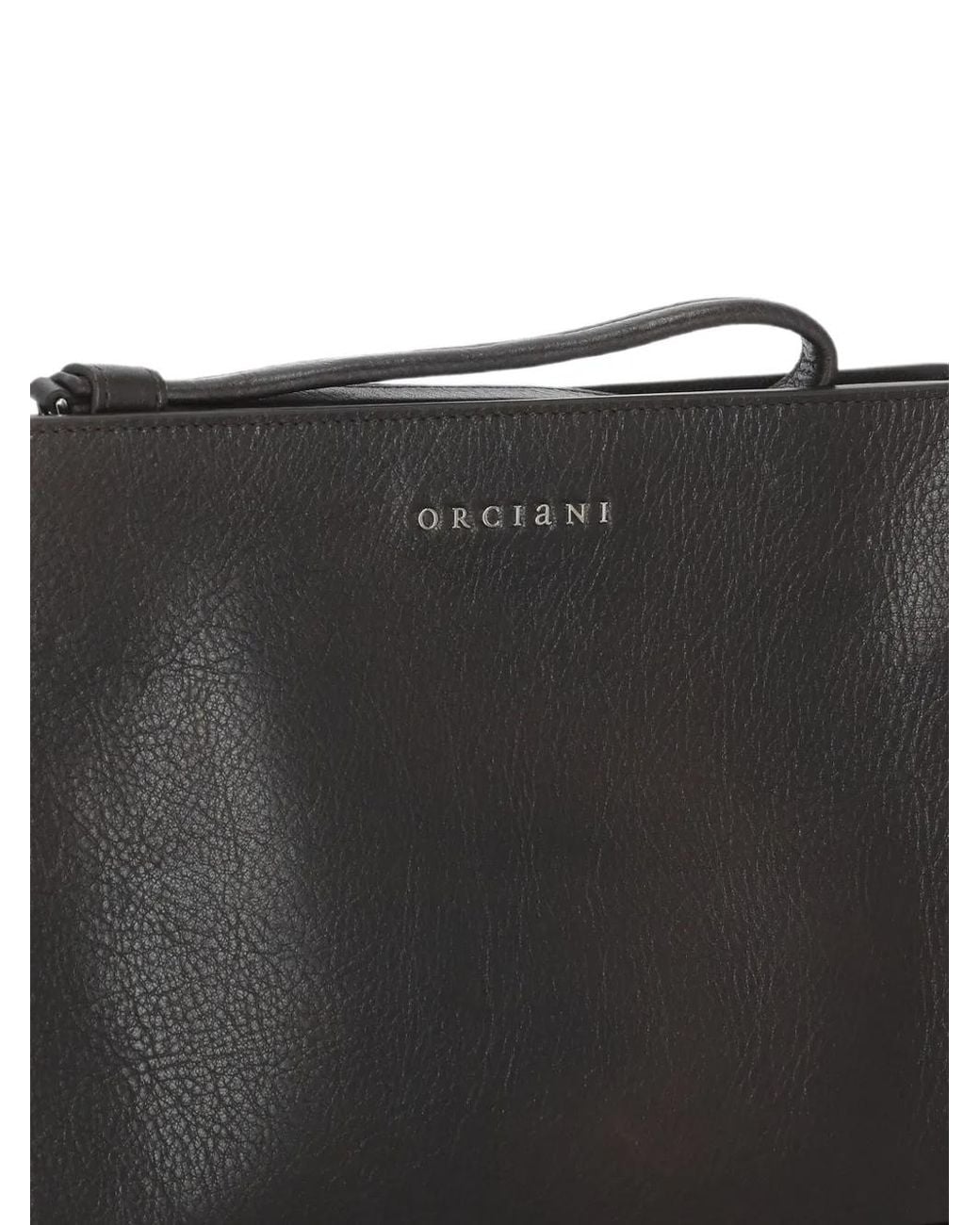 Orciani Black Small Lagoon Logo-Plaque Leather Clutch Bag for men