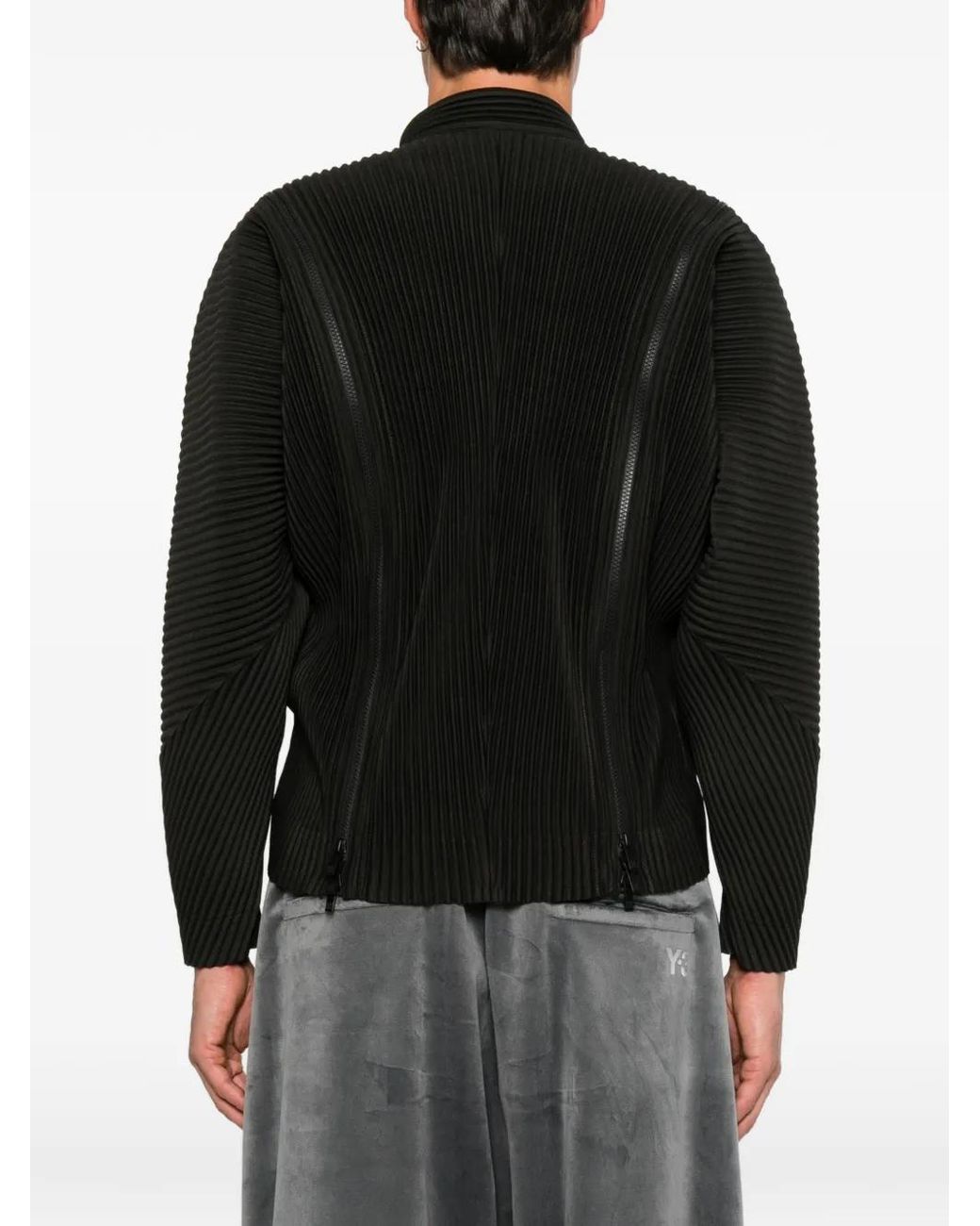 Homme Plissé Issey Miyake Black Pleated-Texture Zip-Fastening Jacket for men
