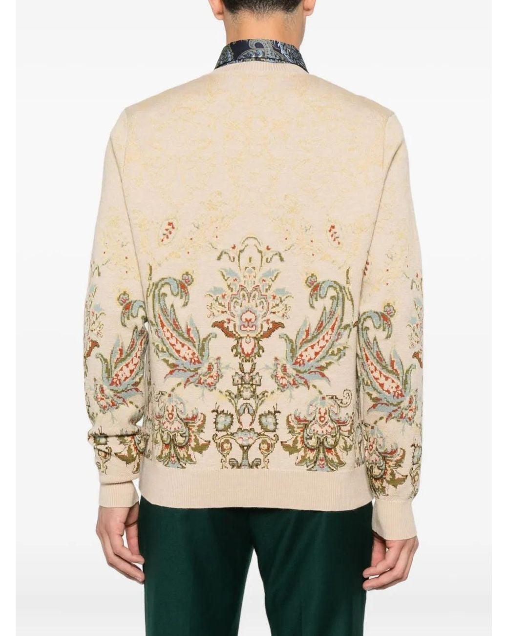 Etro Natural Paisley Jacquard Knit Sweater for men