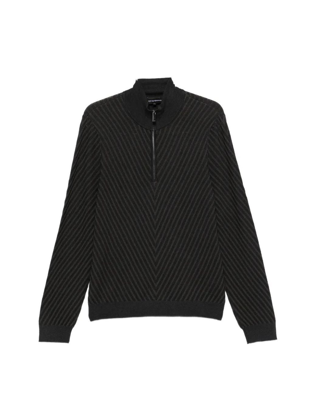 Emporio Armani Black Partial Zip Sweater for men