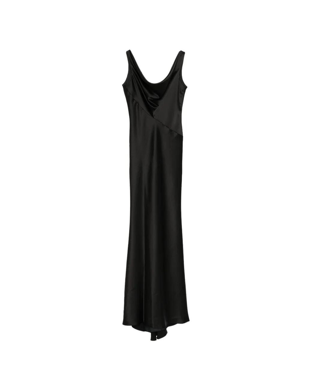 Amsale Black Bias Cut Cowl Neck Maxi Dress