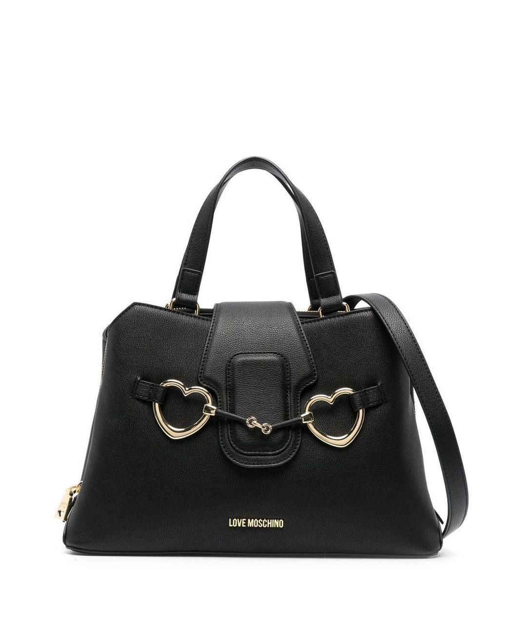 Love Moschino Heart-hardware Faux Leather Tote Bag in Black | Lyst